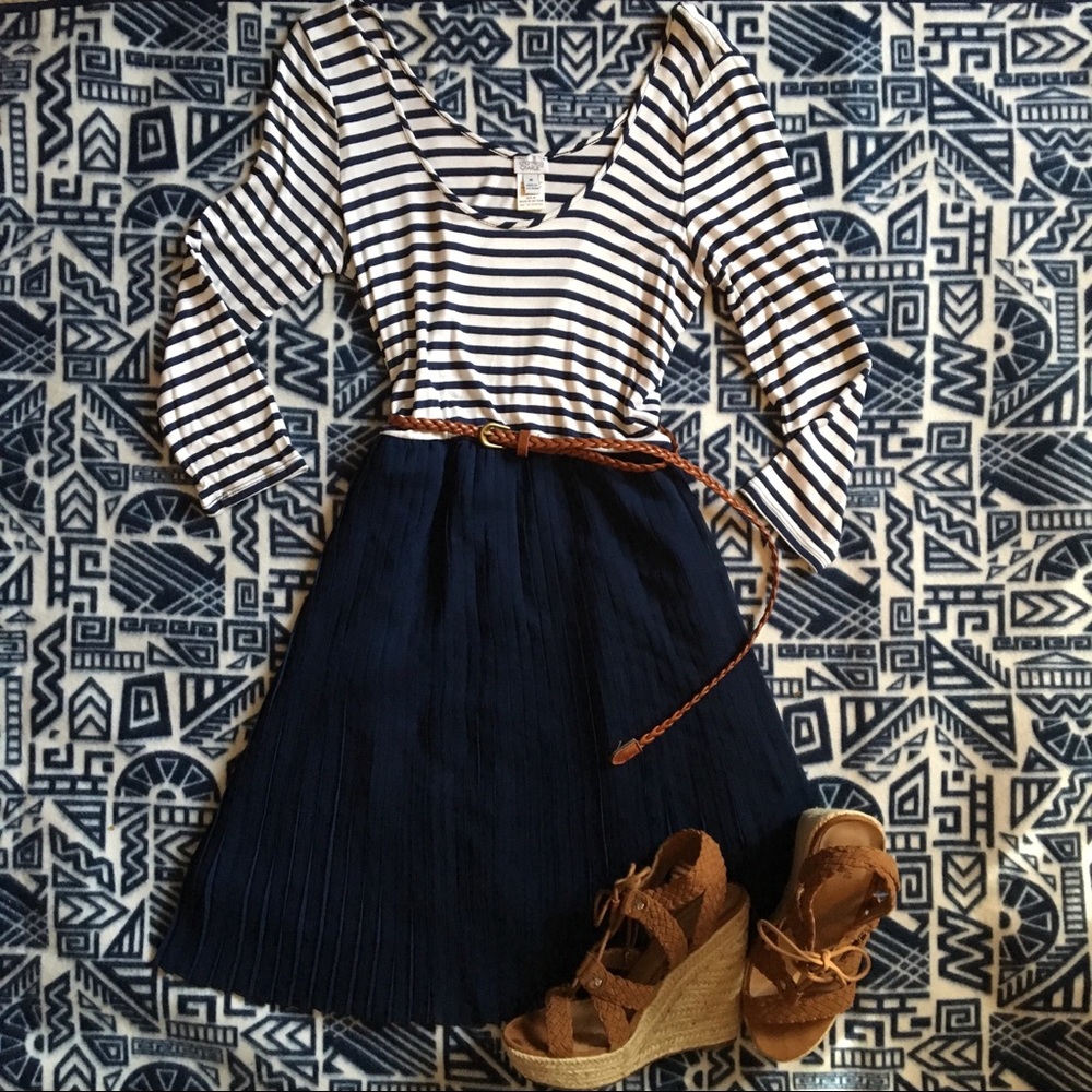Striped and navy dress